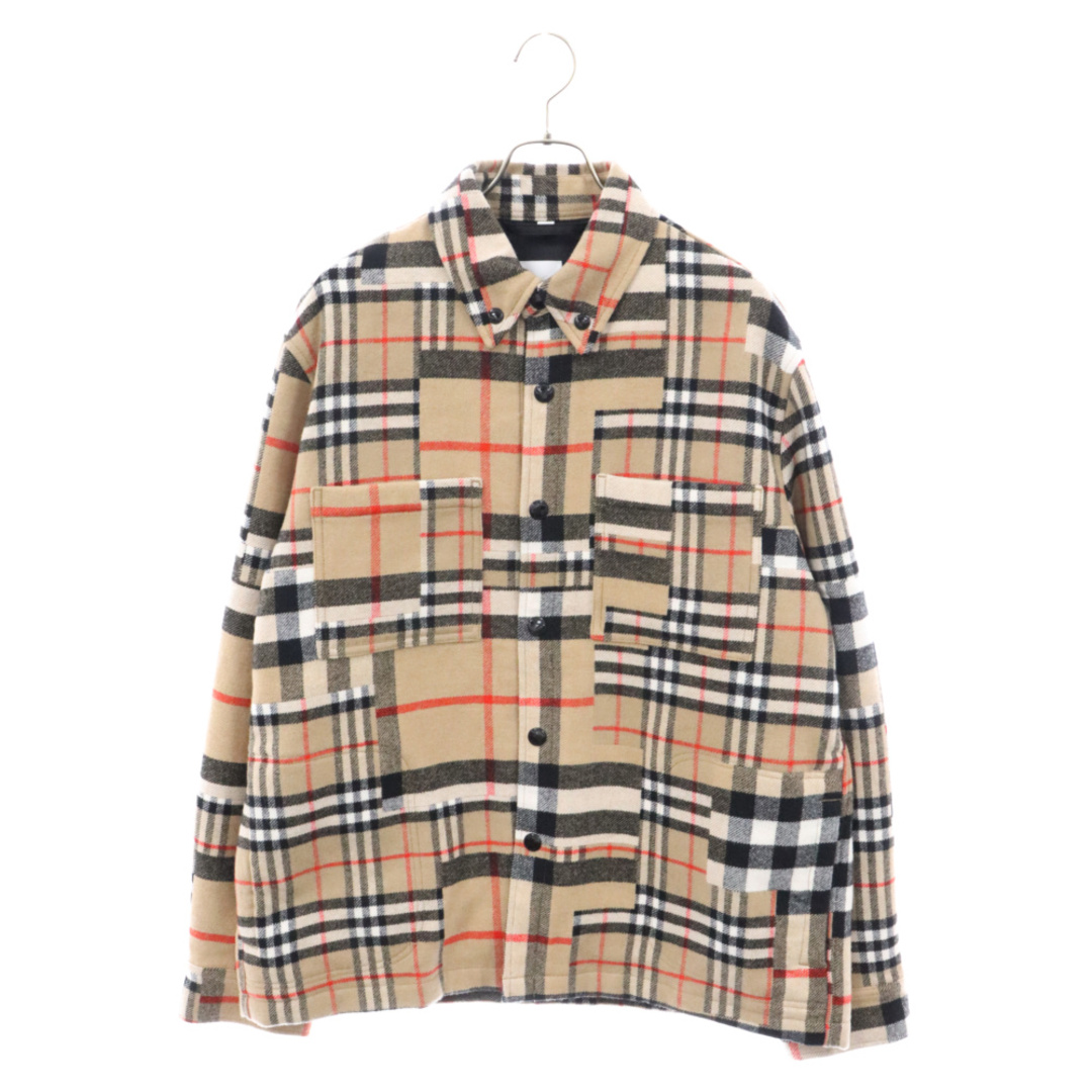 BURBERRY(バーバリー)のBURBERRY バーバリー 22SS CATERHAM BLOCK SHIRT パッチワークブロックチェック長袖ウールシャツジャケット ベージュ 8044216 メンズのトップス(シャツ)の商品写真