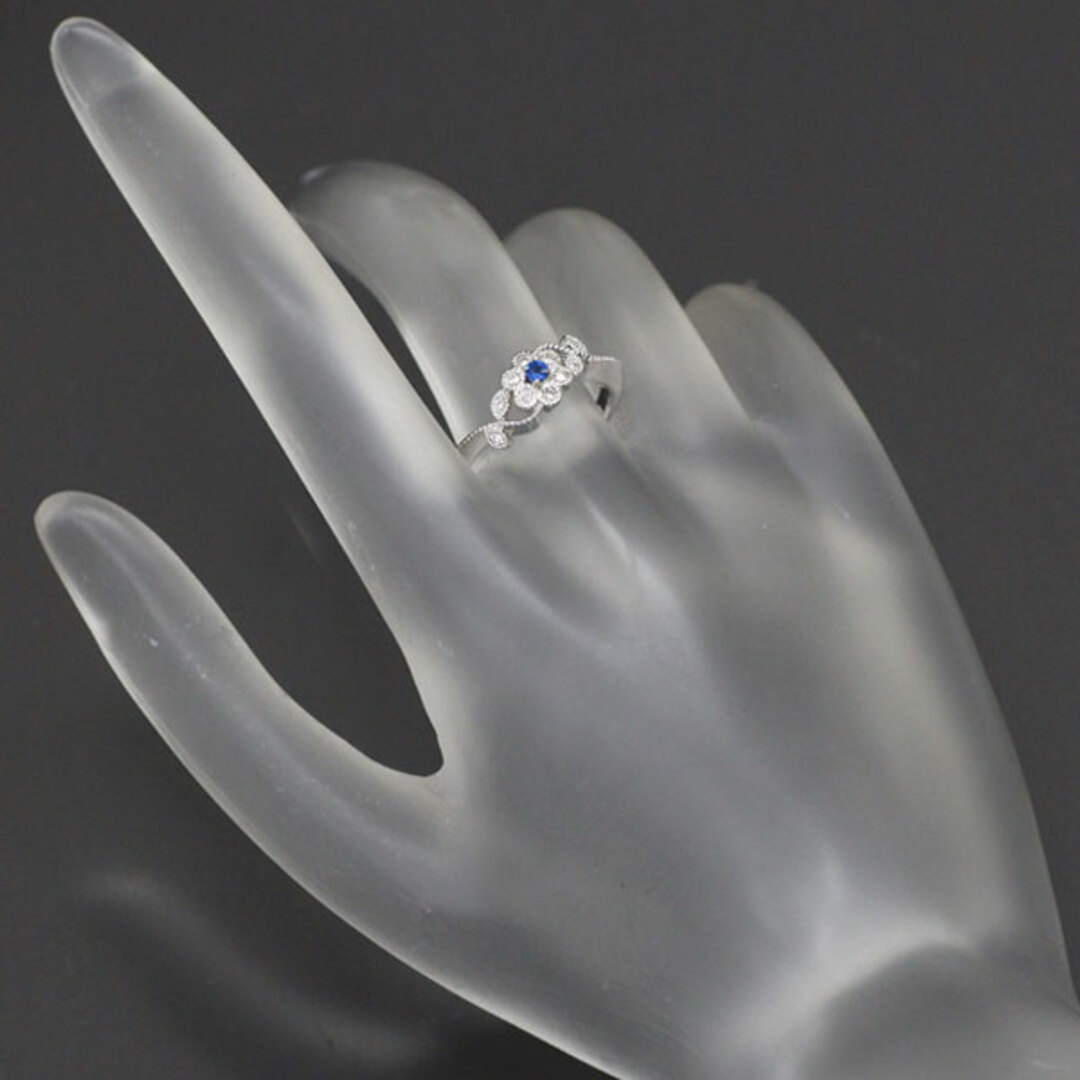 希少 K18WG アウイナイト ダイヤモンド リング 0.036ct D0.18ct フラワー レディースのアクセサリー(リング(指輪))の商品写真