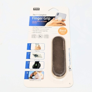 iPhone - ベルト式スマホリング finger grip スマホバンド レザー調 ブラウン