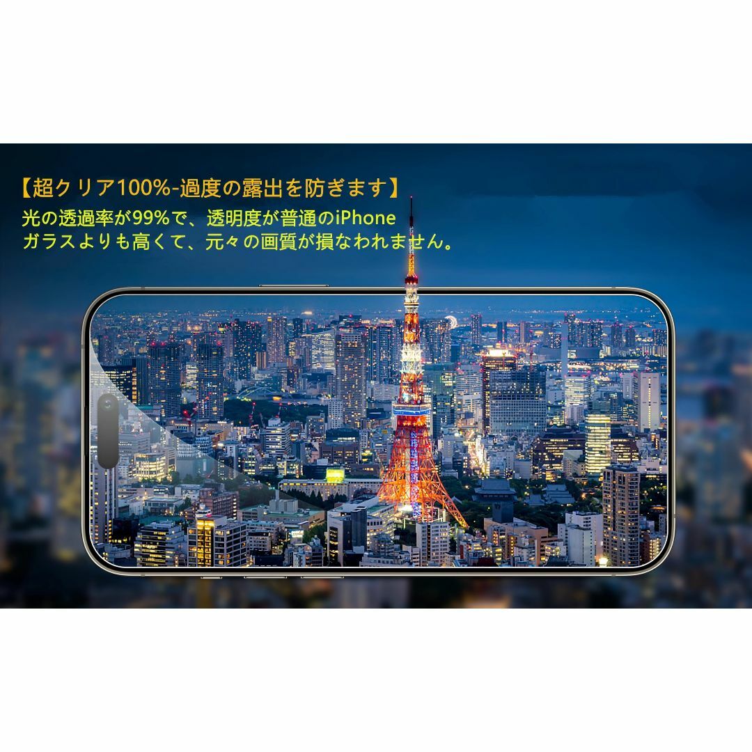 【サイズ:iPhone15】ガイド枠付き【 4枚入り! 目に優しい】iPhone スマホ/家電/カメラのスマホアクセサリー(その他)の商品写真