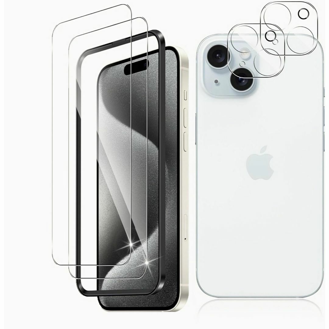 【サイズ:iPhone15】ガイド枠付き【 4枚入り! 目に優しい】iPhone スマホ/家電/カメラのスマホアクセサリー(その他)の商品写真