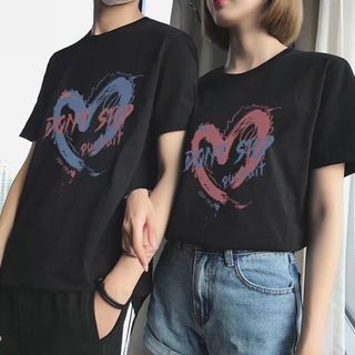 【残り1点】 ペア　Ｔシャツ　半袖　黒　男性　カップル　夏　おしゃれ　人気(Tシャツ/カットソー(半袖/袖なし))