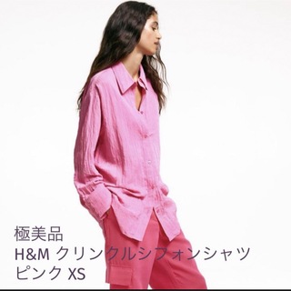 H&M クリンクルシフォンシャツ XS(シャツ/ブラウス(長袖/七分))