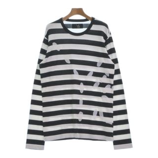 ワイズ(Y's)のY's ワイズ Tシャツ・カットソー 4(L位) 白x黒(ボーダー) 【古着】【中古】(カットソー(半袖/袖なし))