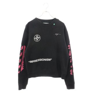 オフホワイト(OFF-WHITE)のOFF-WHITE オフホワイト 19SS DIAG STENCIL SLIM CREWNECK ダイアグステンシルスリムスウェット バックアロープリントカットソー トレーナー ブラック OMBA025R19003015(スウェット)