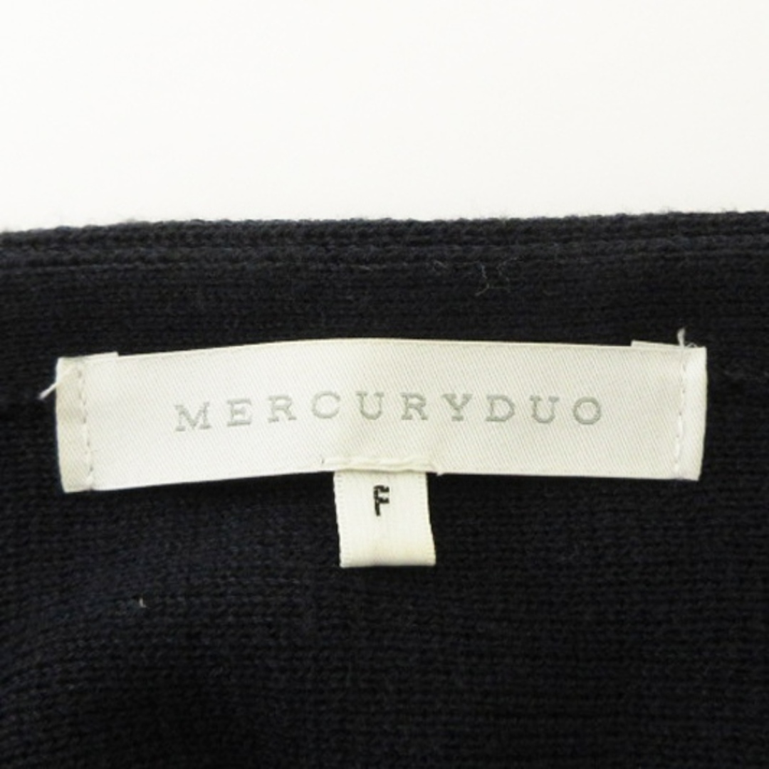 MERCURYDUO(マーキュリーデュオ)のマーキュリーデュオ ニット ワンピース ひざ丈 七分袖 ベルト付き 紺 F レディースのワンピース(ひざ丈ワンピース)の商品写真