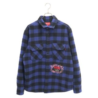 シュプリーム(Supreme)のSUPREME シュプリーム 19AW 1-800 Buffalo Plaid Shirt バッファローチェック ロゴ刺繍 フランネル長袖シャツ ブルー/ブラック(シャツ)