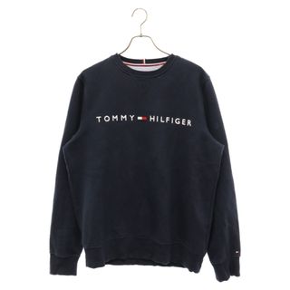 トミーヒルフィガー(TOMMY HILFIGER)のTOMMY HILFIGER トミーヒルフィガー フロントロゴ刺繍 クルーネックスウェットトレーナー ネイビー(スウェット)