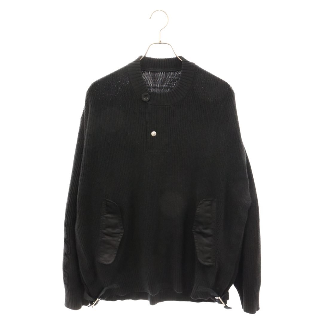 sacai(サカイ)のSacai サカイ 23SS Nylon Twill x Knit Pullover ナイロン ツイル ニット プルオーバー セーター ブラック 23‐02996M ランクA サイズ3 上6 メンズのトップス(ニット/セーター)の商品写真