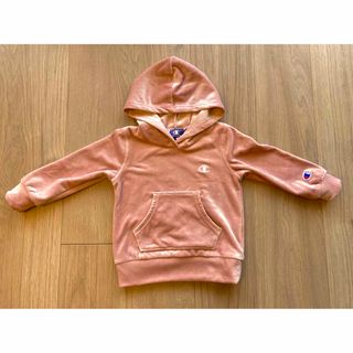 チャンピオン(Champion)の【ほぼ未使用】Champion ベロアパーカー　ピンク　90(Tシャツ/カットソー)