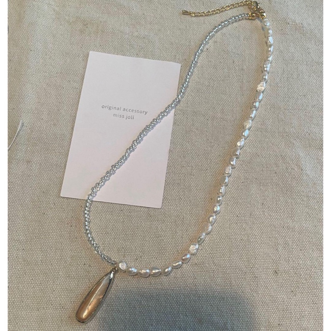 淡水パール×一粒shell  necklace ハンドメイドのアクセサリー(ネックレス)の商品写真