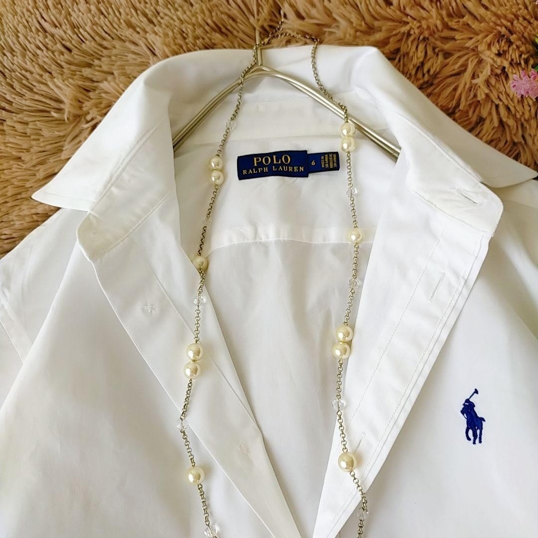 Ralph Lauren(ラルフローレン)のポロラルフローレン　ホワイト　長袖シャツ　コットンシャツ　ドレスシャツ レディースのトップス(シャツ/ブラウス(長袖/七分))の商品写真