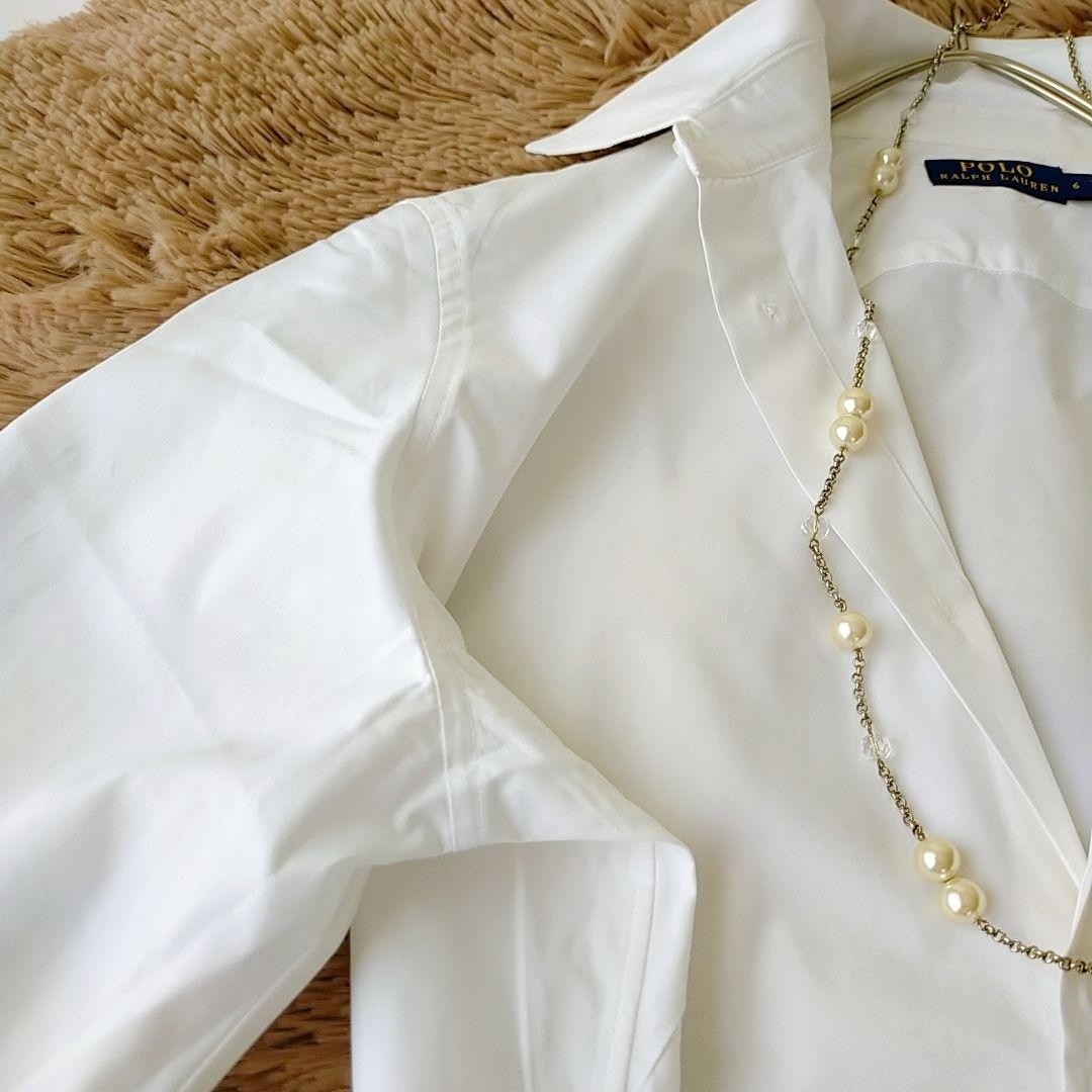 Ralph Lauren(ラルフローレン)のポロラルフローレン　ホワイト　長袖シャツ　コットンシャツ　ドレスシャツ レディースのトップス(シャツ/ブラウス(長袖/七分))の商品写真