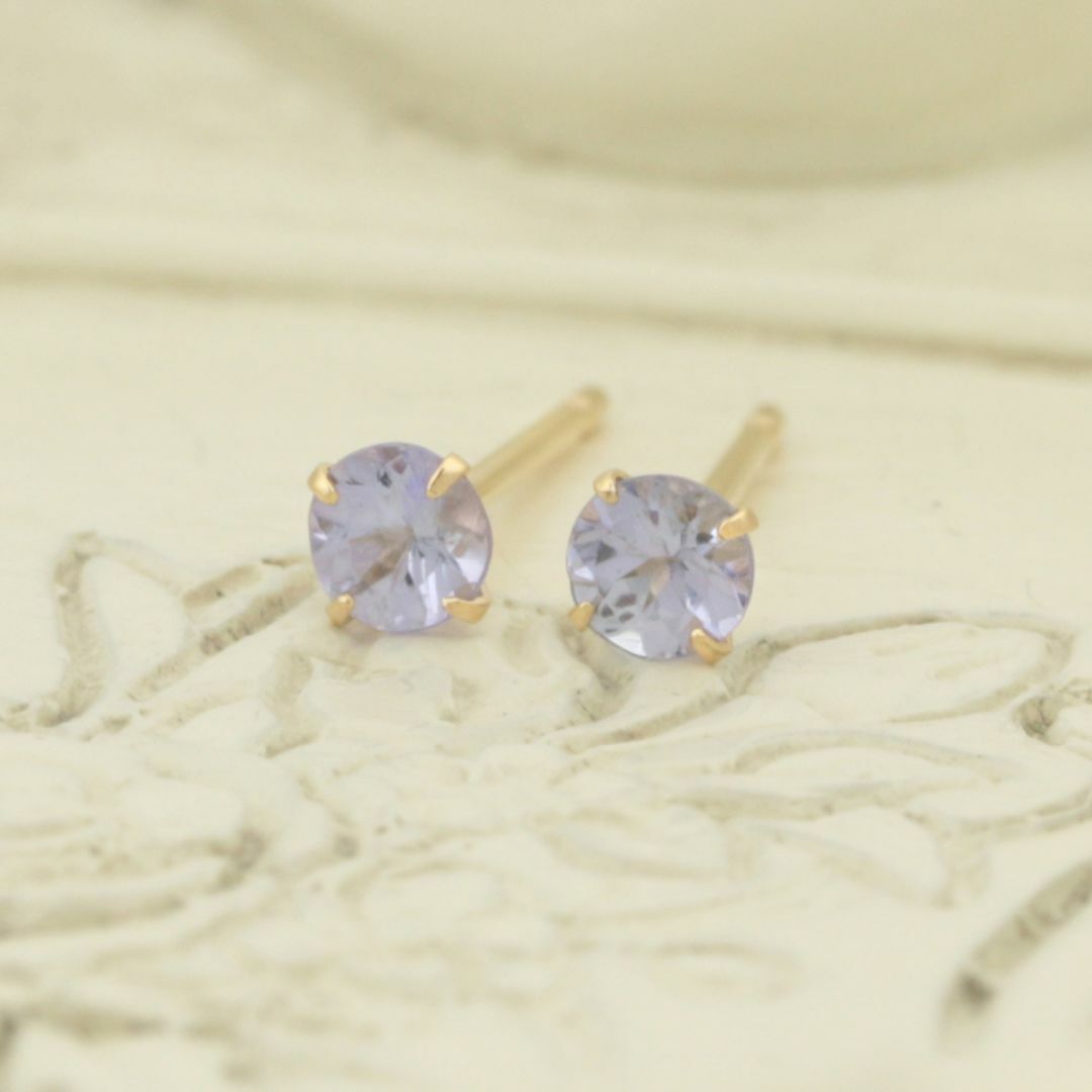 【3mm】タンザナイトのシンプルスタッドピアス K18YG レディースのアクセサリー(ピアス)の商品写真