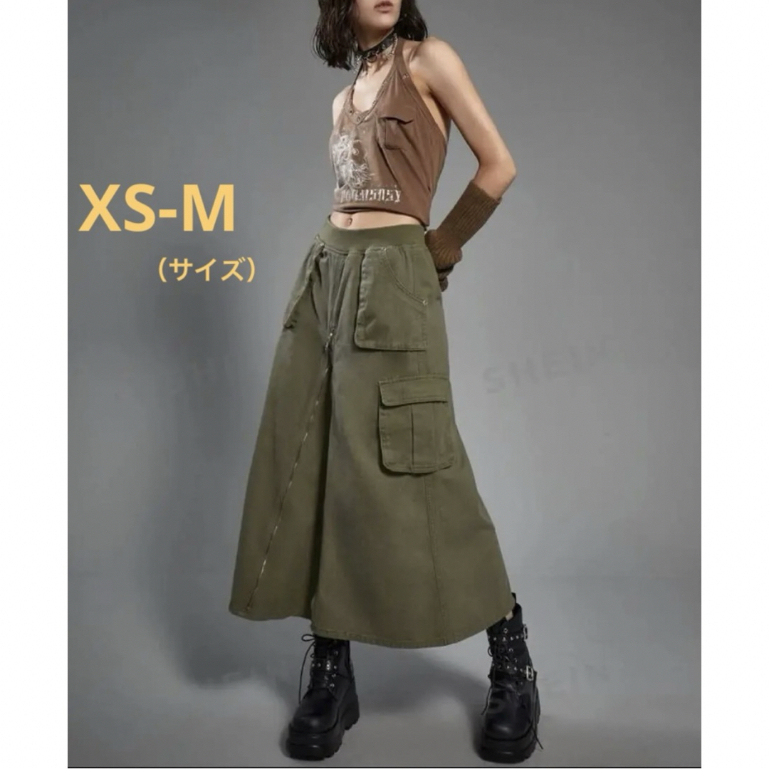 【新品未使用】カーゴスカート カーキ XS-M レディースのスカート(ロングスカート)の商品写真