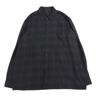 コモリ(COMOLI)のCOMOLI コモリ 長袖シャツ 22AW W03-02018 ウールチェック オープンカラーシャツ 開襟シャツ ダークブラウン系 2【中古】(シャツ)