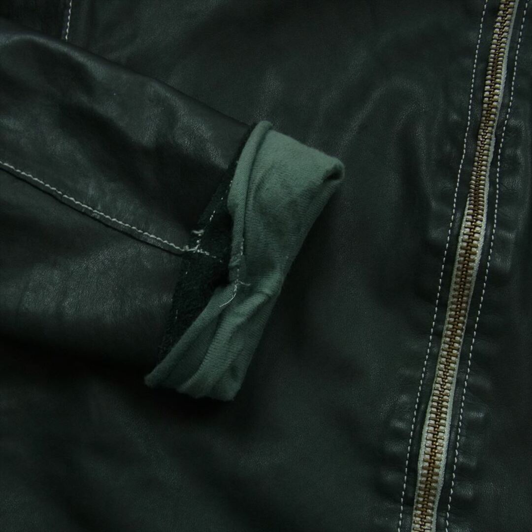 sisi(シシ)のSISII シシ ジップアップ フルジップ レザー フーディ ジャケット 日本製 ブラック系 S【中古】 メンズのジャケット/アウター(レザージャケット)の商品写真