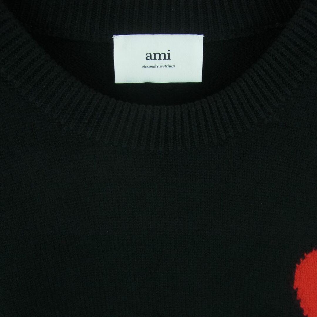 アミパリス AMI PARIS 22AW UKS002.018 オーバーサイズ ハートロゴ クルーネック ニット セーター ブラック系 L【中古】 メンズのトップス(ニット/セーター)の商品写真