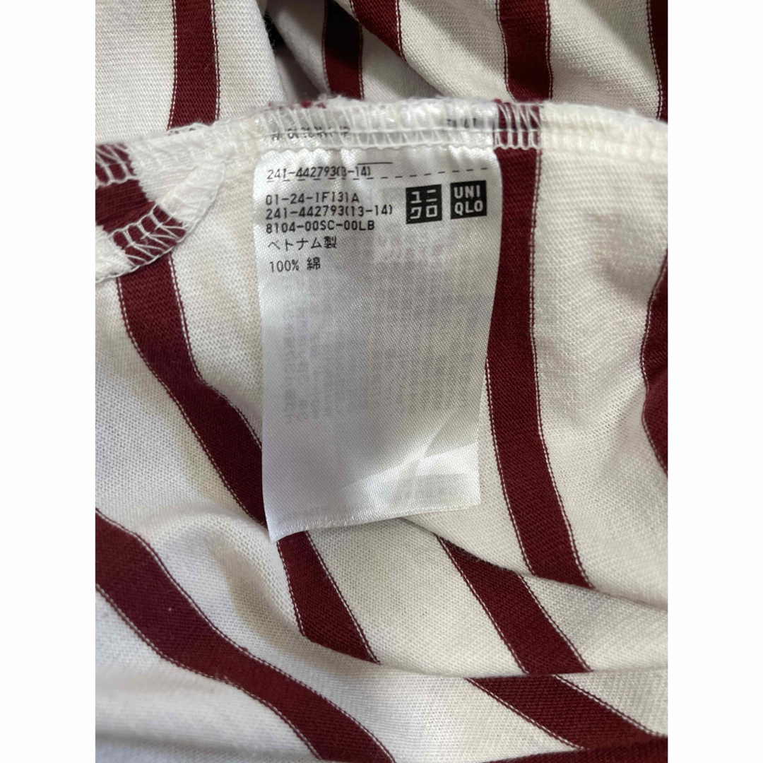 UNIQLO(ユニクロ)のユニクロ　ボーダーオーバーサイズT（長袖） レッド　Sサイズ レディースのトップス(カットソー(長袖/七分))の商品写真