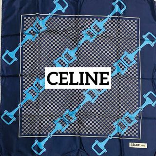 celine - ★CELINE★ スカーフ 大判 マカダム チェーン シルク ネイビー