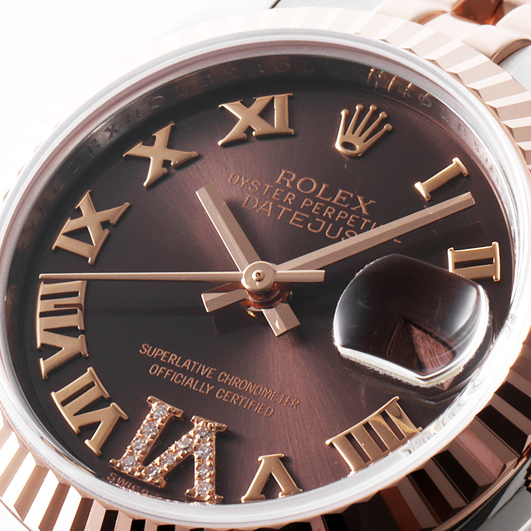 ROLEX(ロレックス)のロレックス デイトジャスト VIダイヤ 179171 チョコレートブラウン ローマ G番 レディース 中古 腕時計 レディースのファッション小物(腕時計)の商品写真