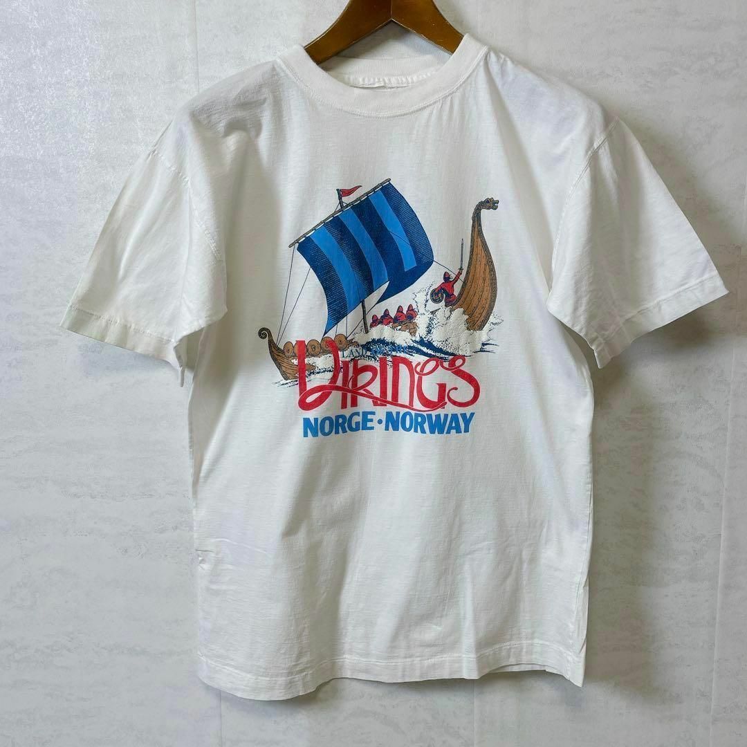 シングルステッチ　サイズＳ　白ホワイト半袖Ｔシャツ　フロッキー　メンズ古着 メンズのトップス(Tシャツ/カットソー(半袖/袖なし))の商品写真