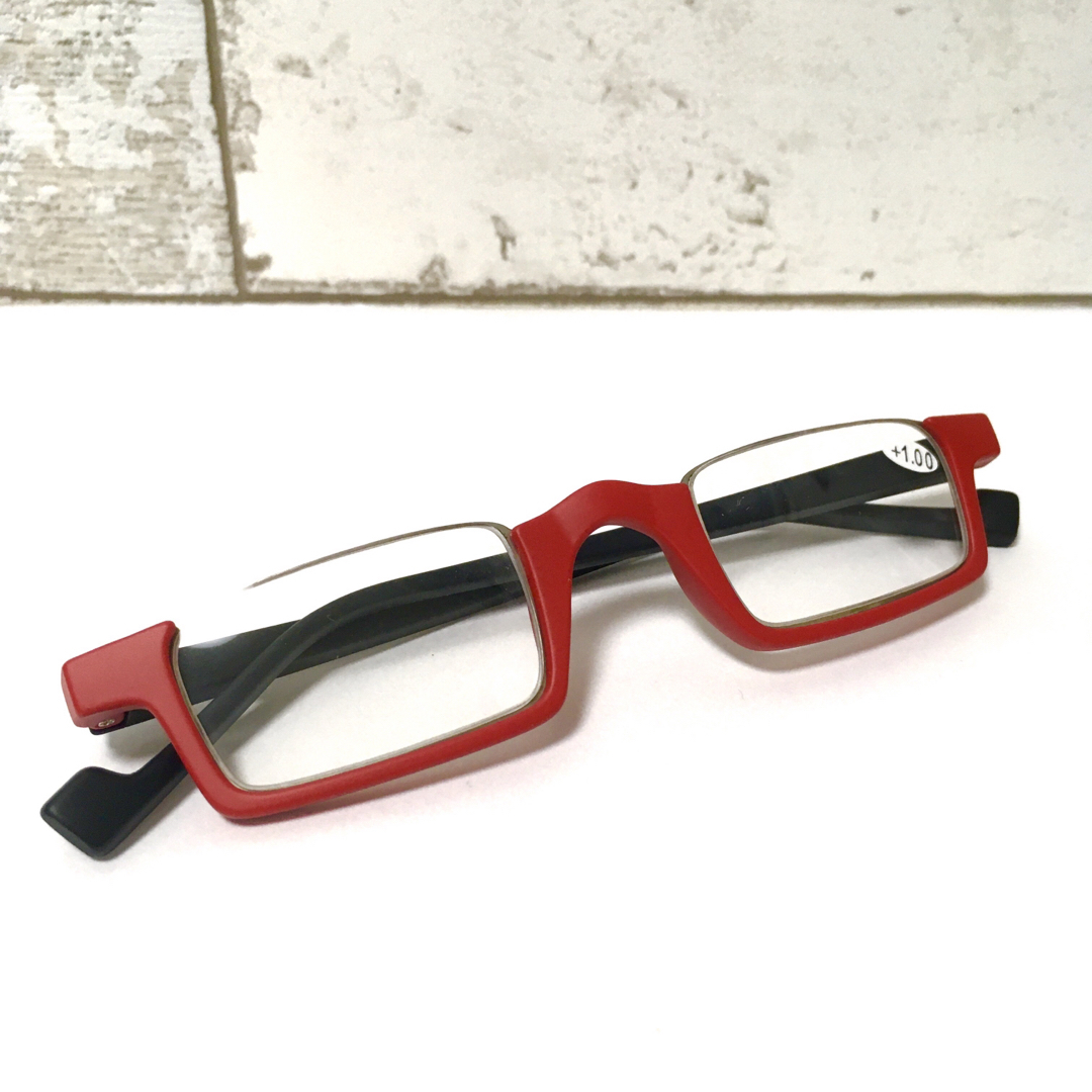 老眼鏡 アンダーリム スクエア レッドメンズ レディース 1.5 レディースのファッション小物(サングラス/メガネ)の商品写真
