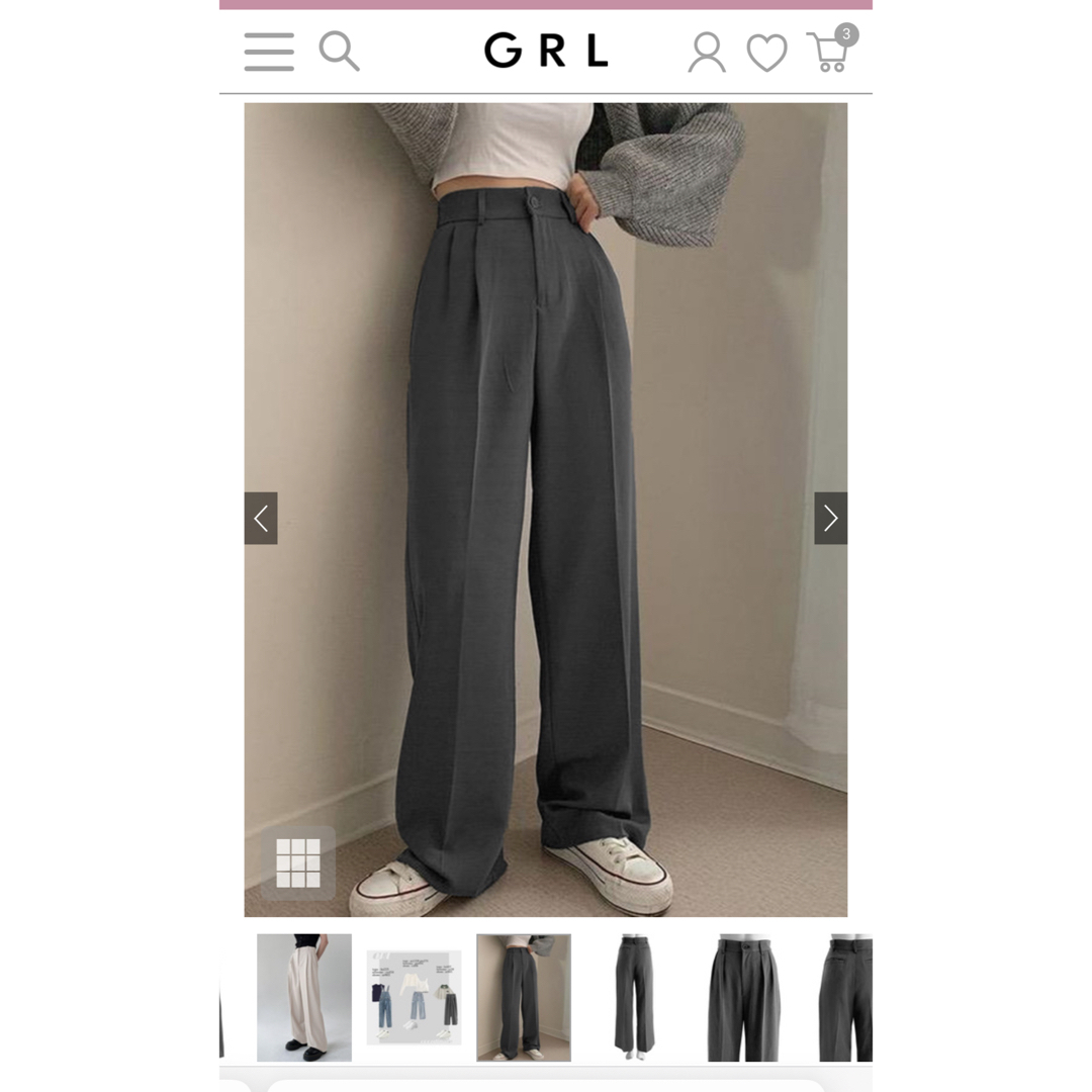 GRL(グレイル)のGRL グレイル　センタープレスタックワイドパンツ レディースのパンツ(カジュアルパンツ)の商品写真