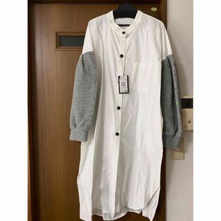 スコットクラブ(SCOT CLUB)のロングシャツワンピース 白　長袖　ボア　新品　スコットクラブ　タグつき　ワンピ(ひざ丈ワンピース)