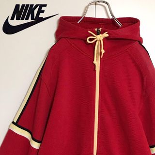 ナイキ(NIKE)の【銀タグ】ナイキ　刺繍ロゴ入りジップパーカー　ワッフル　希少デザイン　C392(パーカー)