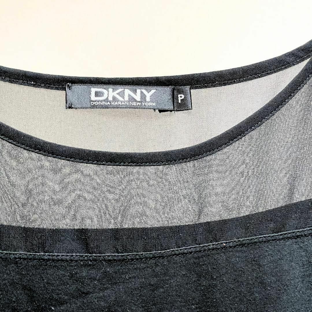 DKNY(ダナキャランニューヨーク)のDKNY ダナキャラン ニューヨーク S シースルーカットソー チュニック 黒 レディースのトップス(チュニック)の商品写真