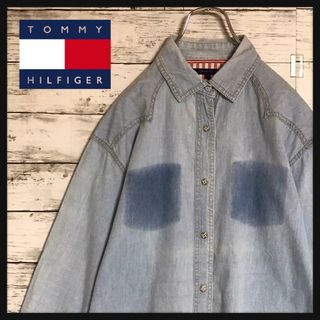 トミーヒルフィガー(TOMMY HILFIGER)の【人気Ｌサイズ】トミーヒルフィガー　シンプルデニムシャツ　薄手　F670(シャツ)