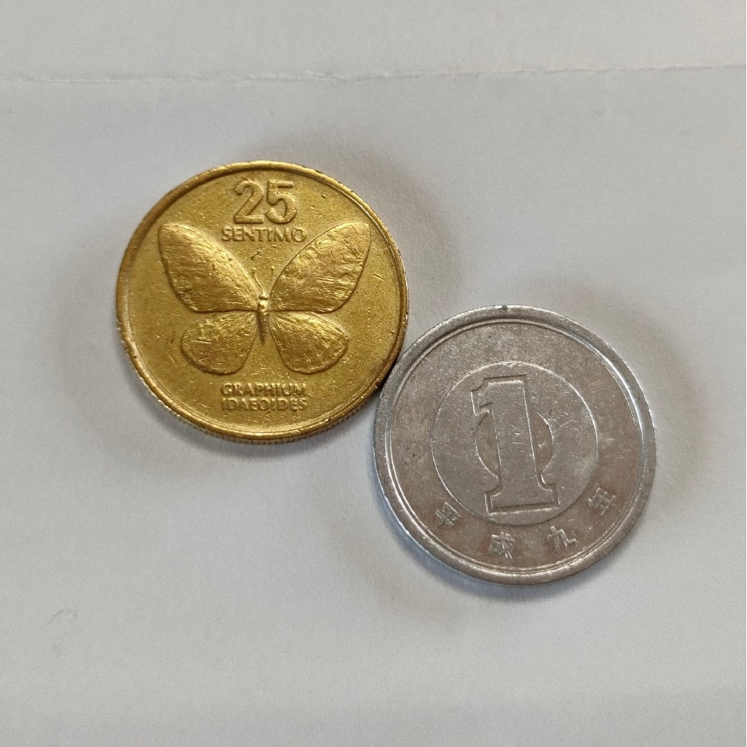 フィリピン　外国コイン　硬貨　貨幣　チョウ　蝶 エンタメ/ホビーの美術品/アンティーク(貨幣)の商品写真