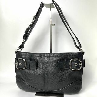 コーチ(COACH)の【美品】コーチ　シボレザー　ブラック　ワンショルダーバッグ　2way斜め掛け可能(ショルダーバッグ)