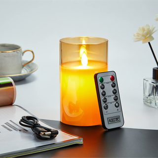 LEDキャンドルライト ロウソク USB充電式 火を使わない リモコン付き(フロアスタンド)