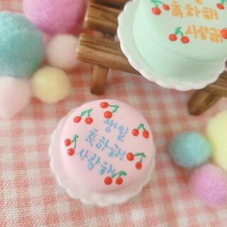 (ピンク)クレイケーキ★センイルケーキ★誕生日(ミニチュア)