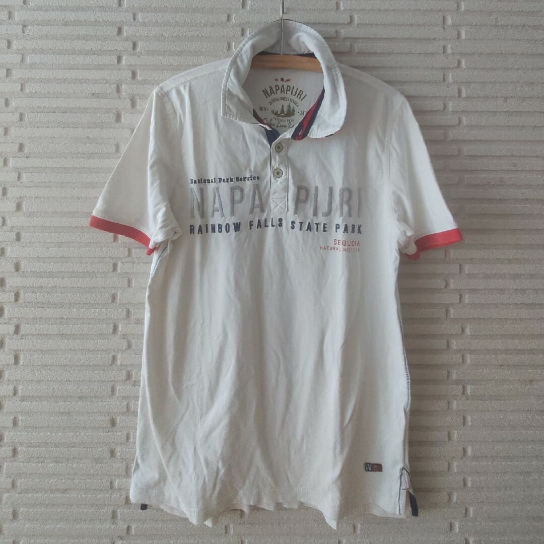 NAPAPIJRI(ナパピリ)のナパピリ　NAPAPIJRI　ゴルフウェア　ゴルフ　ポロシャツ　トップス　白 メンズのトップス(Tシャツ/カットソー(半袖/袖なし))の商品写真