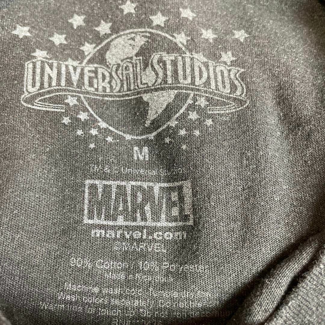 MARVEL(マーベル)のマーベル　ユニバーサルスタジオ　サイズＭ　スパイダーマン　しもふり黒　メンズ古着 メンズのトップス(Tシャツ/カットソー(半袖/袖なし))の商品写真