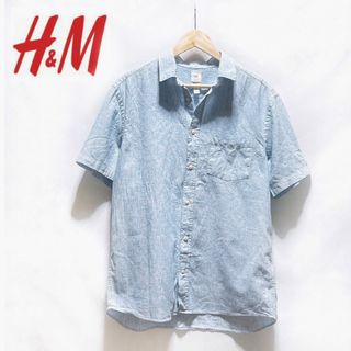 H&M - H&M  半袖シャツ コットン　リネン  ダンガリーシャツ ボタンダウンシャツ