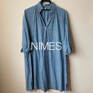 ニーム(NIMES)のNIMES ニーム　シャンブレー七分袖ワンピース(ひざ丈ワンピース)