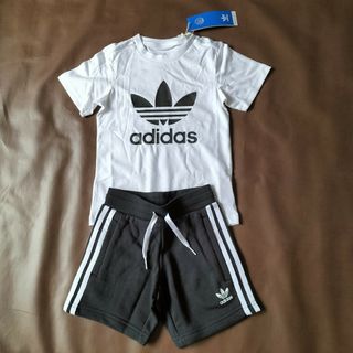 オリジナルス(Originals（adidas）)の新品　アディダスオリジナルス　トレフォイルＴシャツ＆ショートパンツセット　キッズ(Tシャツ/カットソー)