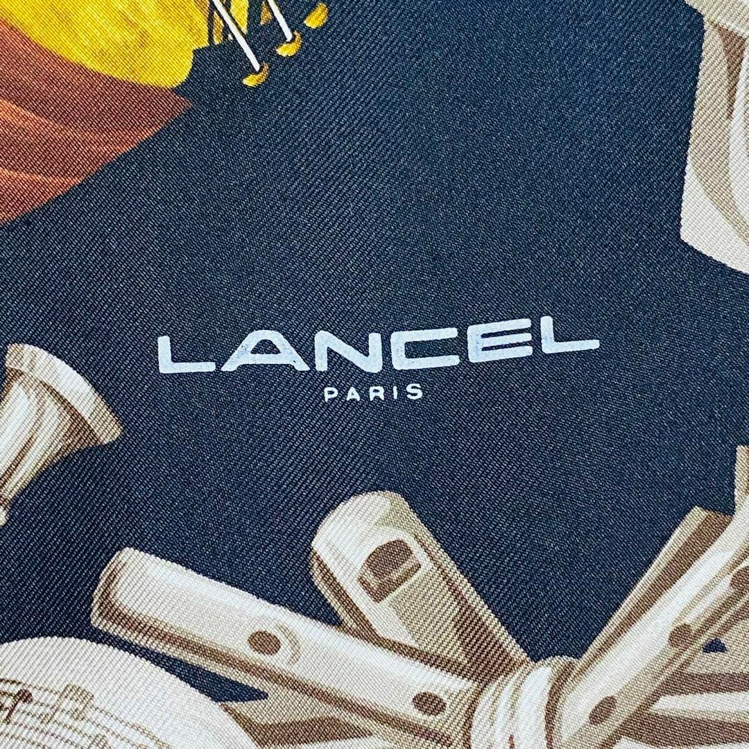 LANCEL(ランセル)の美品 ★LANCEL★ スカーフ 大判 楽器 楽譜 シルク ブラック レディースのファッション小物(バンダナ/スカーフ)の商品写真