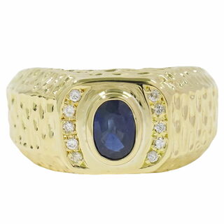 本物 サファイア ダイヤモンド 0.10ct K18 YG リング 指輪 23 イエローゴールド ブルー アクセサリー ジュエリー 中古(リング(指輪))