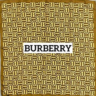 バーバリー(BURBERRY)の★BURBERRY★ スカーフ Bロゴ シルク ブラウン イエロー(バンダナ/スカーフ)