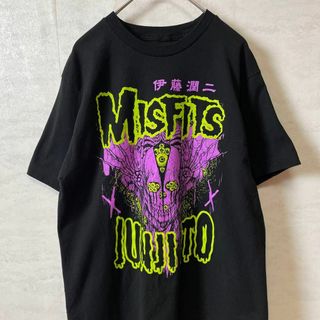 MISFITS×JUNJIITO　伊藤潤二　ミスフィッツ　半袖Ｔ　黒　メンズ古着(Tシャツ/カットソー(半袖/袖なし))