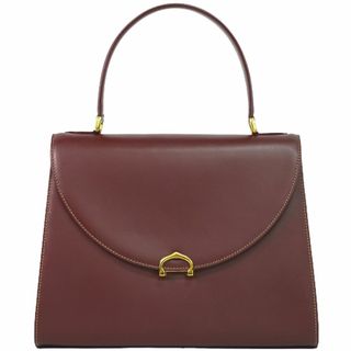 本物 カルティエ Cartier マストライン ハンドバッグ レザー ボルドー Must Line バッグ 中古	