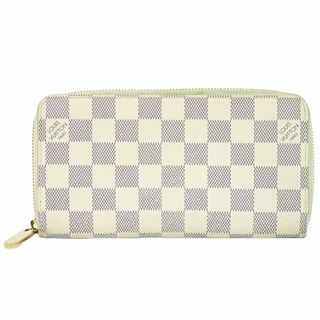 ルイヴィトン(LOUIS VUITTON)の本物 ルイヴィトン LOUIS VUITTON LV 旧型 ジッピーウォレット ダミエ アズール ラウンドファスナー 長財布 ホワイト グレー N60019 ビトン 財布 ウォレット 中古(財布)