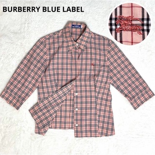 BURBERRY BLUE LABEL - 試着のみ バーバリーブルーレーベル ロゴ刺繍 ノバチェック ピンク 40