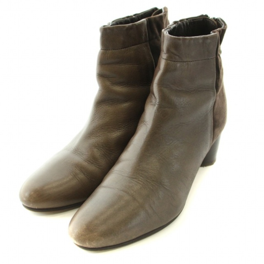 ツモリチサト ウォーク ショートブーツ チャンキーヒール 切替 23cm 茶 レディースの靴/シューズ(ブーツ)の商品写真