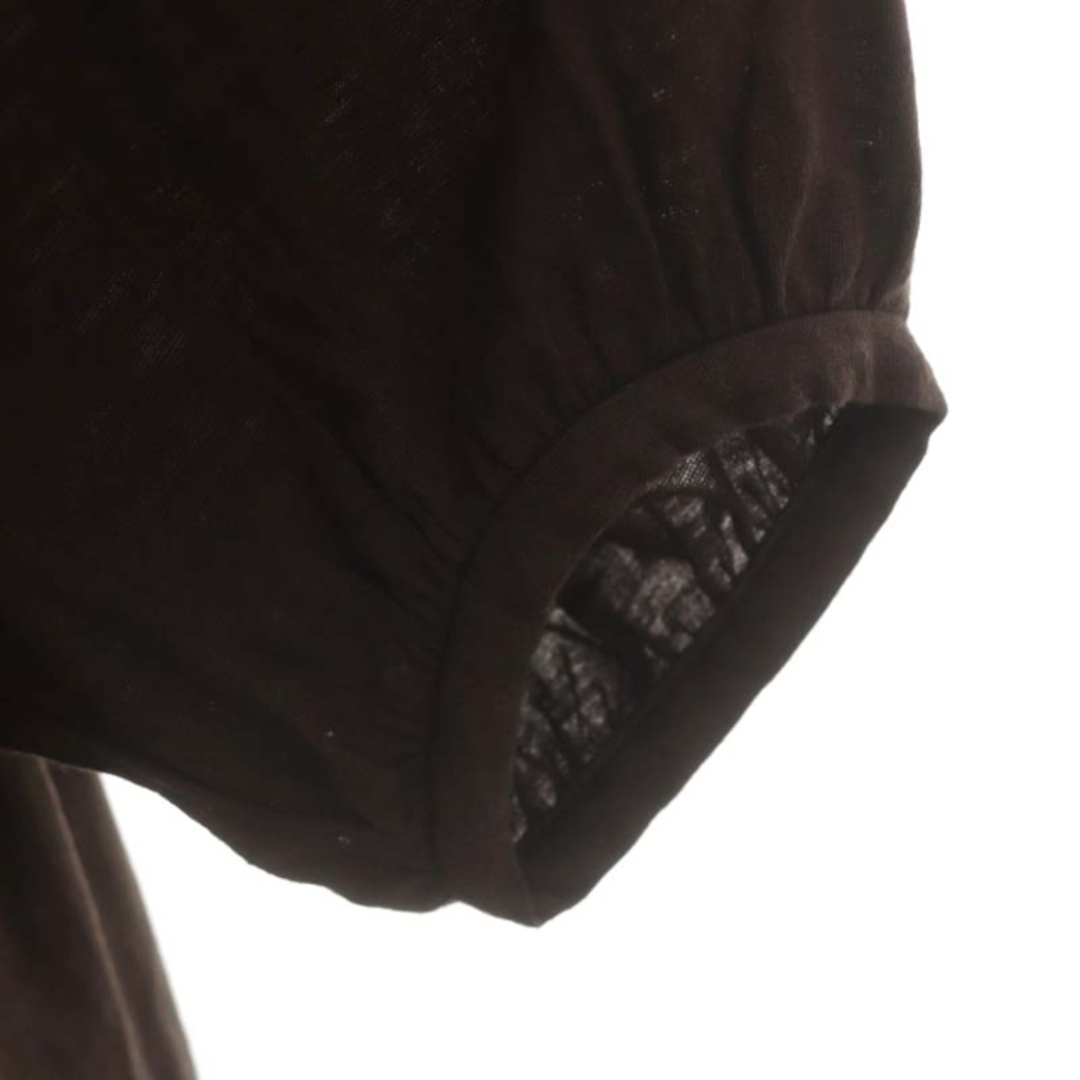franche lippee(フランシュリッペ)のフランシュリッペ ブラック 丸襟5分袖ワンピース ミニ レース M 茶 ブラウン レディースのワンピース(ミニワンピース)の商品写真